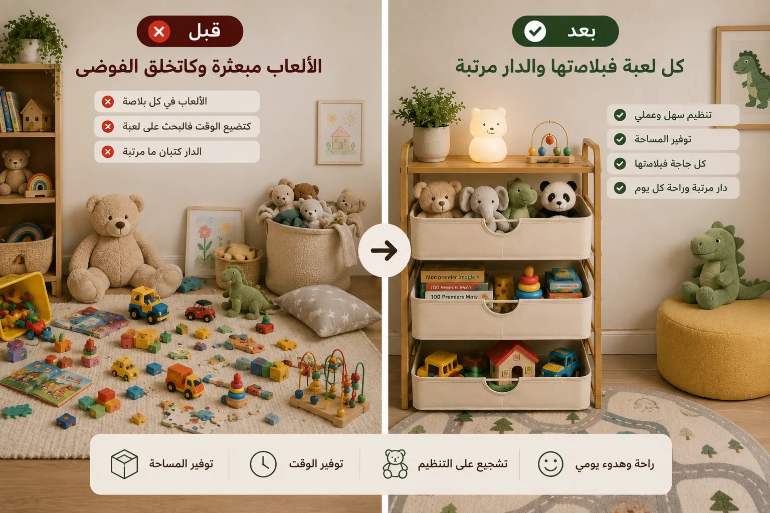 استعمال المنظم في غرفة الأطفال