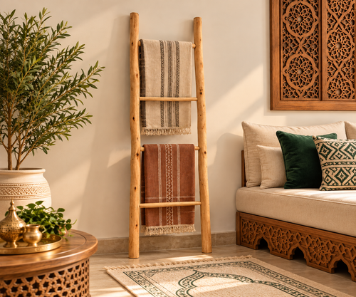 Échelle décorative en bois naturel – 4 barreaux