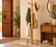 Porte-manteau sur pied en bois naturel – 163 cm